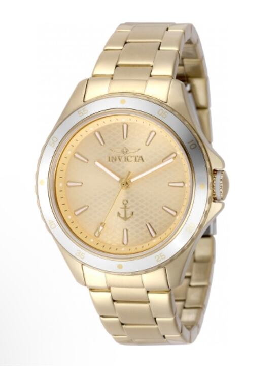 NIB Invicta Ocean Voyage Lady 38mm Gold Metal Dial Watch 49976